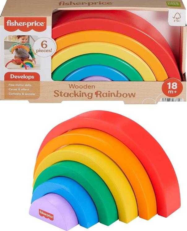 Mattel Fisher Price Hxt73 Arcoiris Apilable De Madera Fisher Price